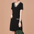 V-neck Short-sleeve Minidress