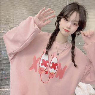 Cartoon Print Sweatshirt Cartoon Print - Pink - One Size