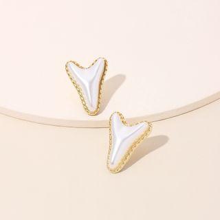 Y Shape Faux Pearl Earring 1 Pair - Gold - One Size