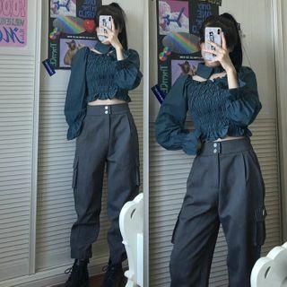 Smocked Blouse / Cargo Pants