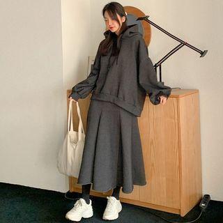Oversized Hoodie & Flared Skirt Sweatsuit Set