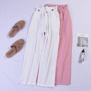High Waist Wide-leg Pants Pink - One Size