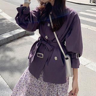 Tie-waist Single-breasted Trench Jacket