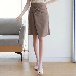 Twist-front Linen Skirt