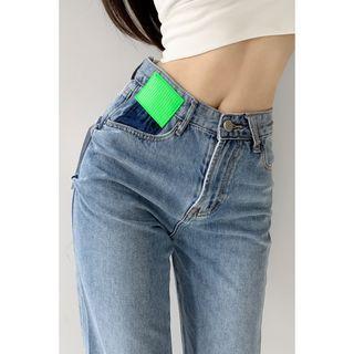 Asymmetric Slited Straight-cut Jeans