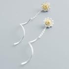 925 Sterling Silver Flower Dangle Earring 1 Pair - S925 Silver - Yellow & Silver - One Size