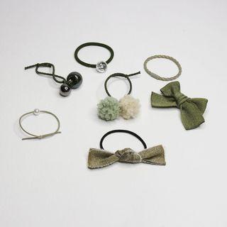 Set Of 7: Bow/ Pompom Hair Tie (various Design)