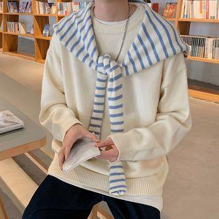 Inset Scarf Round-neck Sweater