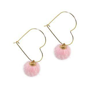 Pompom Heart Hoop Earrings