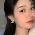 Bow Flower Alloy Fringed Earring 1 Pair - Earrings - Bow - Green & Gold - One Size