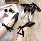 Lace-up Pointed Toe Kitten Heel Sandals