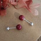 Bead Sterling Silver Through & Through Earring 1 Pc - Red - One Size