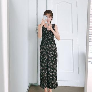 Floral Print Smocked Jumpsuit