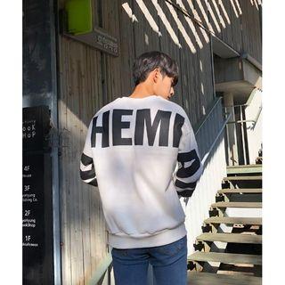Letter-embroidered Drop-shoulder Pullover