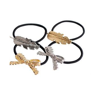 Alloy Feather / Bow Hair Tie