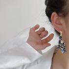 Print Fabric Dangle Earring 1 Pair - Black - One Size