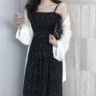 Spaghetti Strap Midi A-line Dress / Plain Cardigan