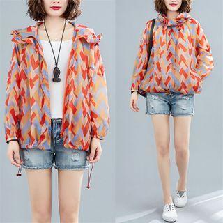 Printed Zip-up Hoodie Multicolor - One Size