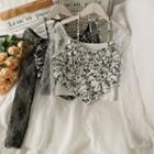 Off Shoulder Floral Lace Cropped Top