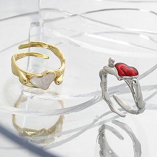 Heart Epoxy Sterling Silver Open Ring