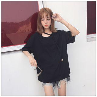 Elbow-sleeve Strapped Top