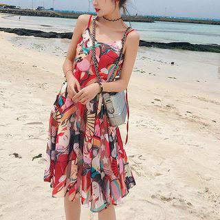 Spaghetti Strap Print Chiffon Sundress
