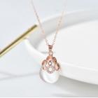 925 Sterling Silver Cat Eye Stone Pendant Necklace 925 Sterling Silver - Rose Gold - One Size