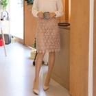 Zip-back H-line Midi Lace Skirt