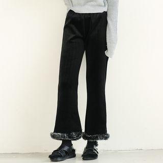 Furry Trim Straight Cut Pants