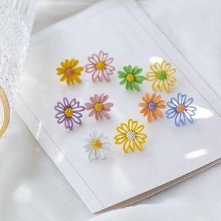 Non-matching Stainless Steel Flower Earring