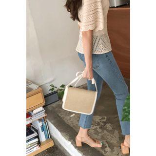 Eyelet-lace Surplice-wrap Blouse