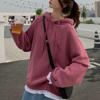 Lettering Print Mock Two Piece Hoodie