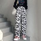 Cow Patterned Straight Leg Pants