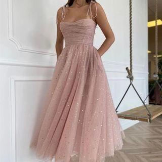 Mesh Panel Strappy Maxi A-line Dress
