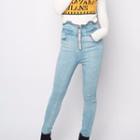 High-waist Denim Slim-fit Pants