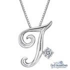 Initial Love 18k White Gold Diamond Pendant Necklace (16) - T