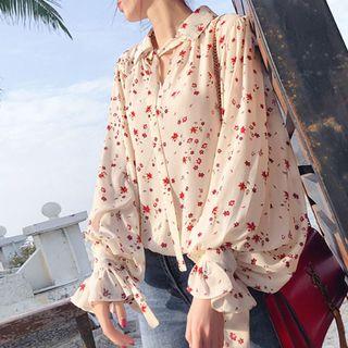 Long-sleeve Floral-print Blouse