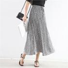 Drawstring-waist Pattern A-line Long Skirt