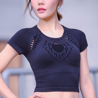 Short-sleeve Cut-out Sports Cropped T-shirt