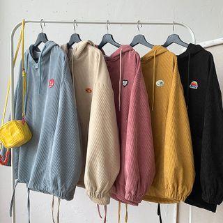 Logo Patch Corduroy Hoodie