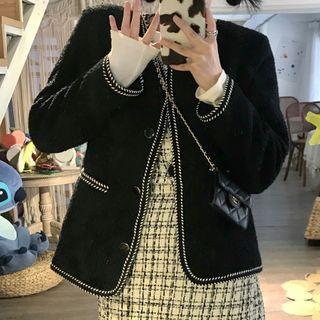 Embroidered Trim Blazer Black - One Size
