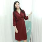 Wrap-front Tie-waist Midi Dress