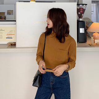 Long-sleeve Pocket Mock-neck T-shirt