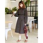 Tie-waist Check Long Dress