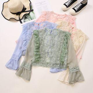Lace Flared-sleeve Chiffon Blouse