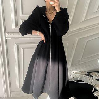 Puff-sleeve Zip-up Hoodie Dress