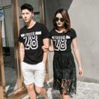 Couple Matching Lettering Short Sleeve T-shirt / Short Sleeve T-shirt Dress / Shorts