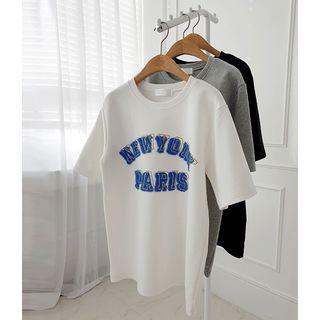 New York Paris Letter T-shirt