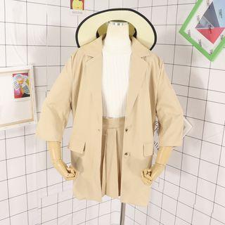 3/4-sleeve Blazer / A-line Mini Pleated Skirt / Set