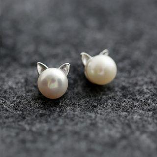 Cat Ear Faux Pearl Earrings